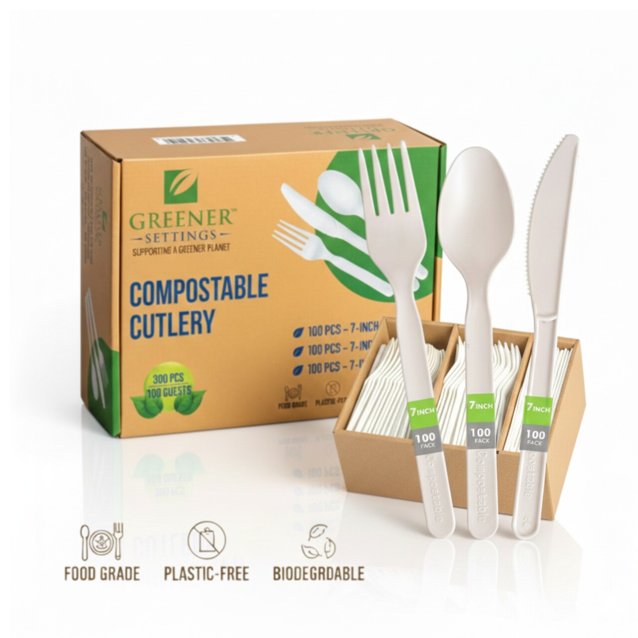Compostable Disposable Plant Based Cutlery Set (100 Sets)